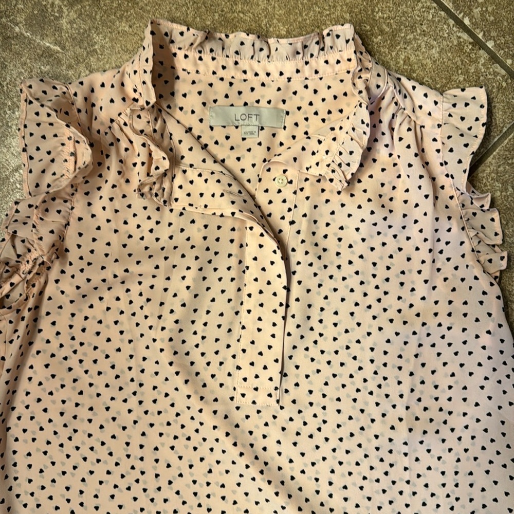 Loft pink tank blouse with hearts